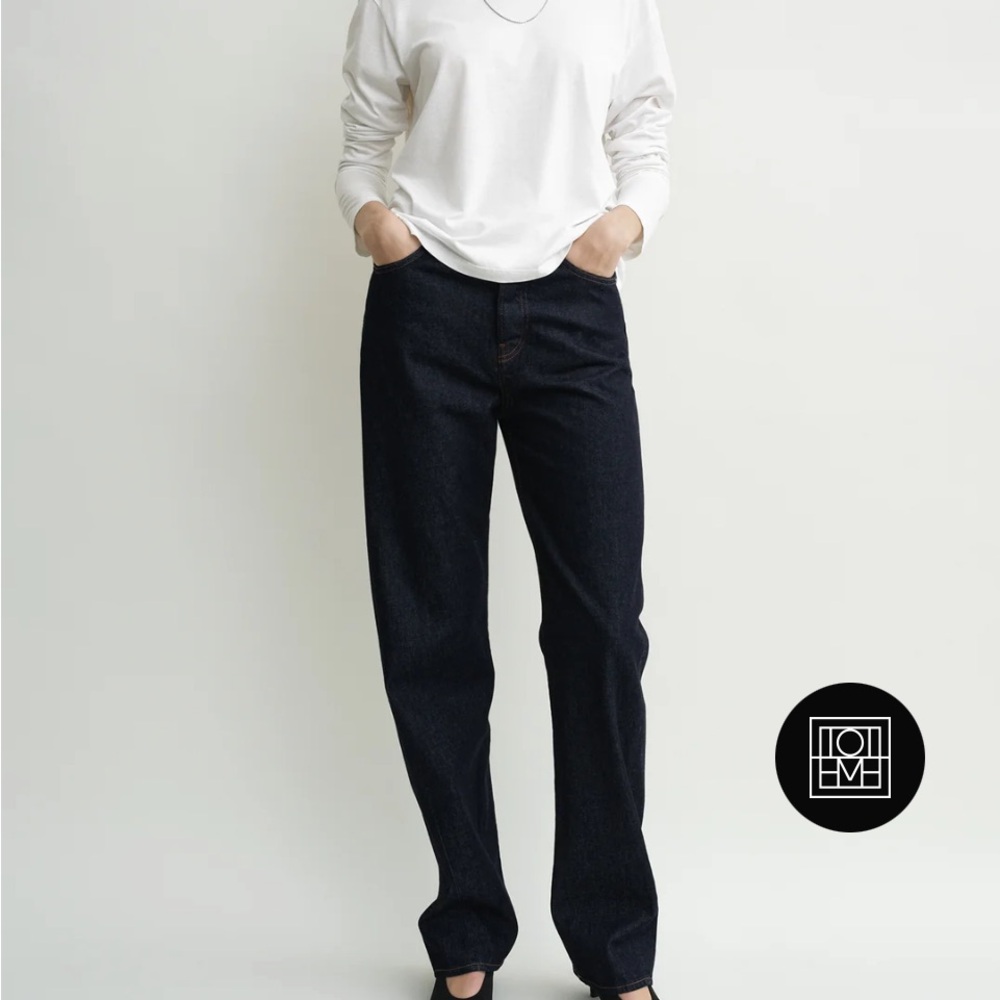 Toteme twisted seam jeans in raw indigo